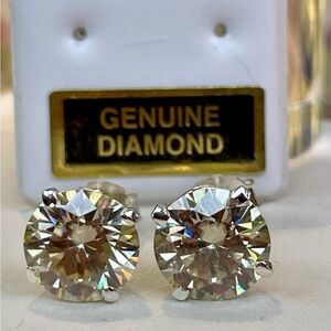 2ct Champagne Diamonds stud earrings 925 Certified